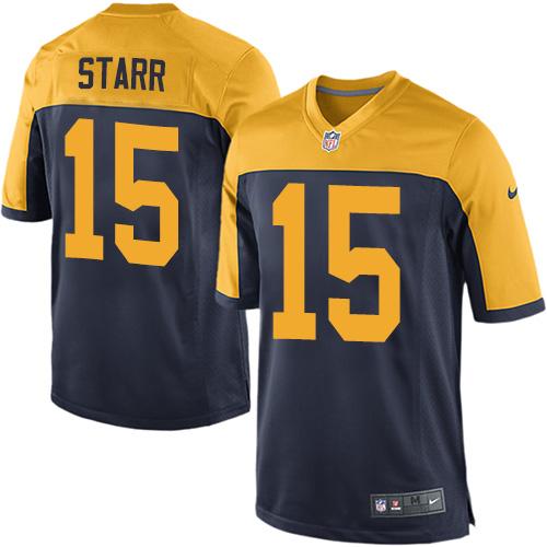 Nike Packers #15 Bart Starr Navy Blue Alternate Youth Stitched NFL New Elite Jersey - Click Image to Close